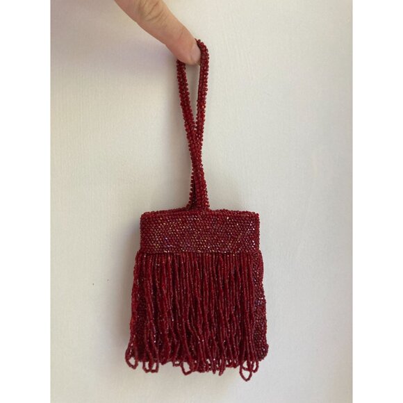 1920's Cranberry Red Czech Glass Wristlet Purse READ - Picture 5 of 10